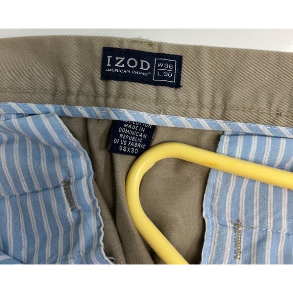 Izod Mens Khaki Classic Chino Pants Straight Leg 38x30 see Measurement - Picture 7 of 7